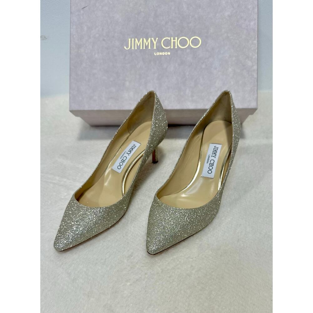Jimmy Choo Women Silver Glitter Love Pointy Toe Pumps